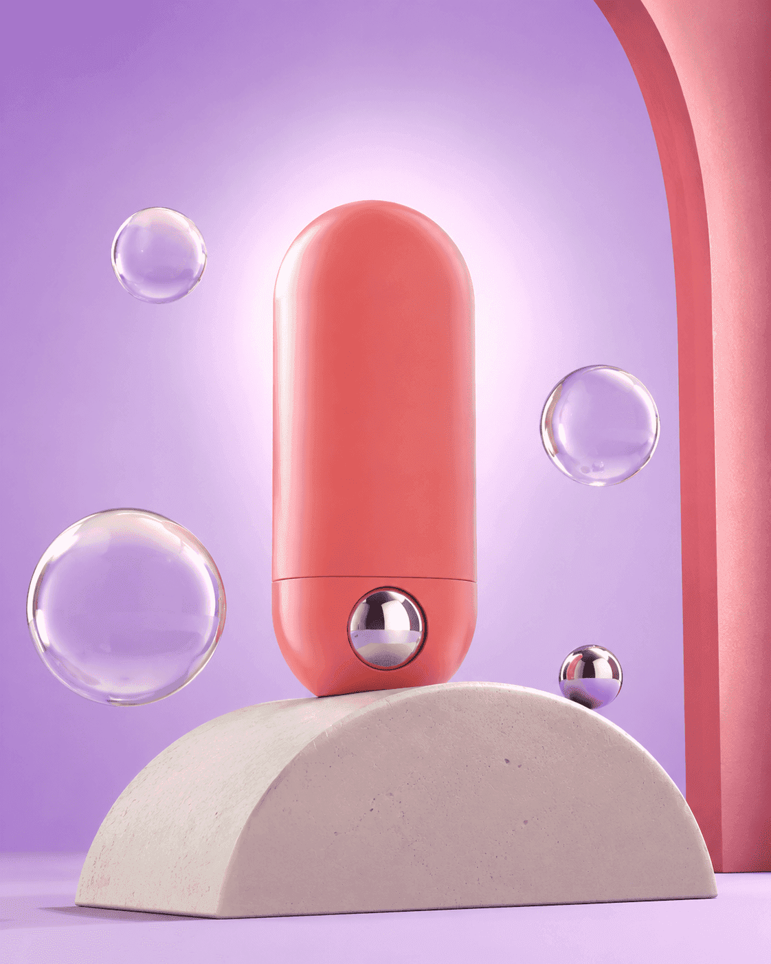 Skincare capsule campaign frame in soft pink.